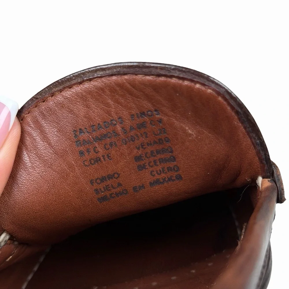 Franco Cuadra Shoes Mens Size 27.5 Brown Leather Loafers Slip‎ On Shoes
